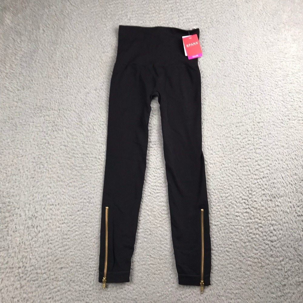 Spanx Seamless Side Zip Leggings Womens S Black High Waist Shapewear NEW NWT